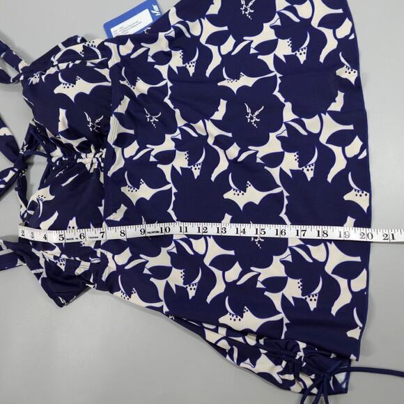Hilor Tankini Top Womens 16 Blue Floral Ruched Side Built in Bra Cruise Flowy - Picture 10 of 16